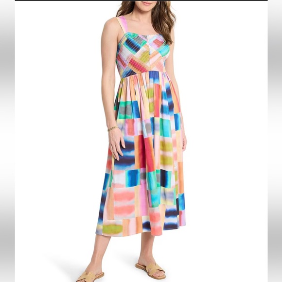 NIC + ZOE Porto fino Sarah Square Neck Sleeveless Fit-And-Flare Midi Dress - Picture 3 of 8